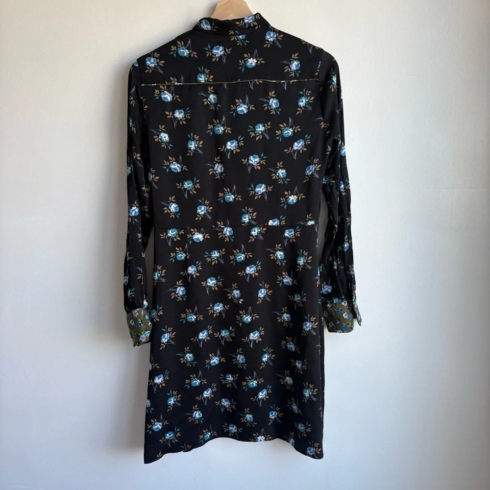 Sandro Paris Black Floral Button-Front Satin Dress- Size 38 (US 6) 100% Viscose - Picture 11 of 14